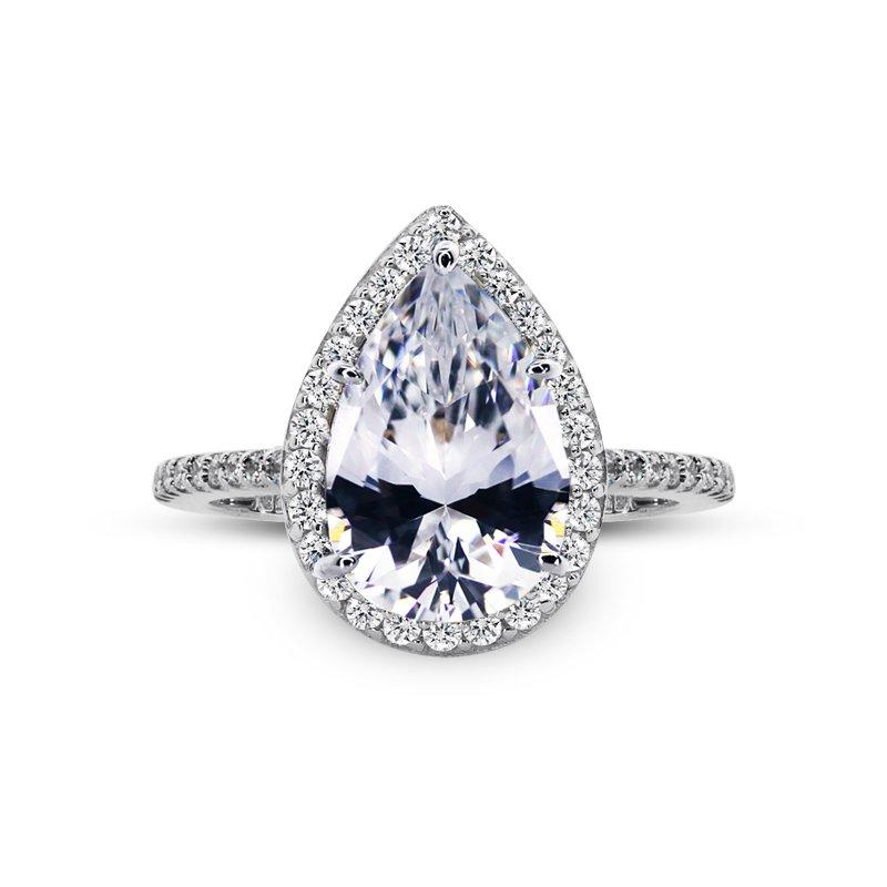 Sterling Silver Cocktail Ring - Pear Cut Border Set design