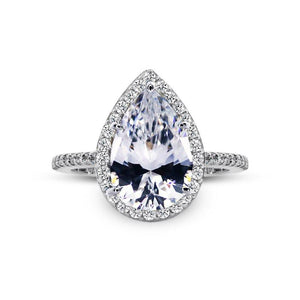 Sterling Silver Cocktail Ring - Pear Cut Border Set design