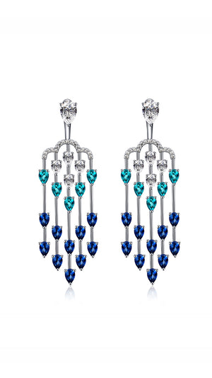 Alba Chandeliers Sapphire Rain White Gold Plated