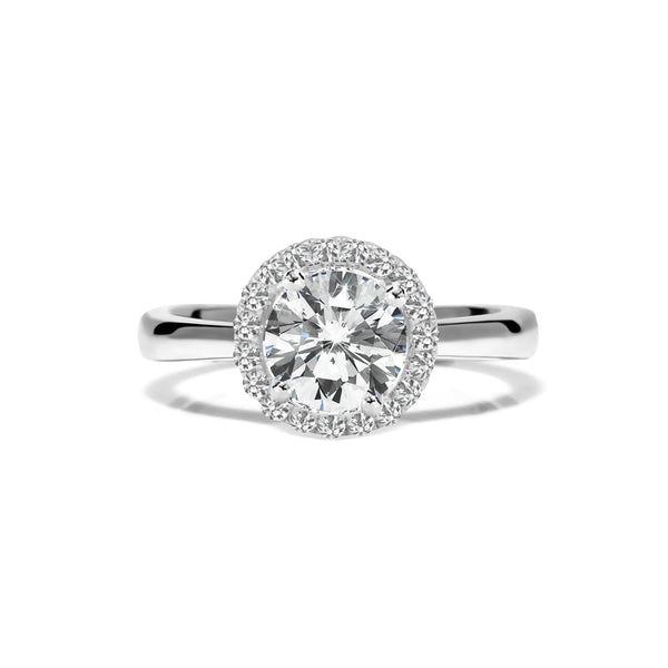 Ada Ring 18K White Gold with 3.43 carat Round diamond Ideal cut E color VVS2 clarity