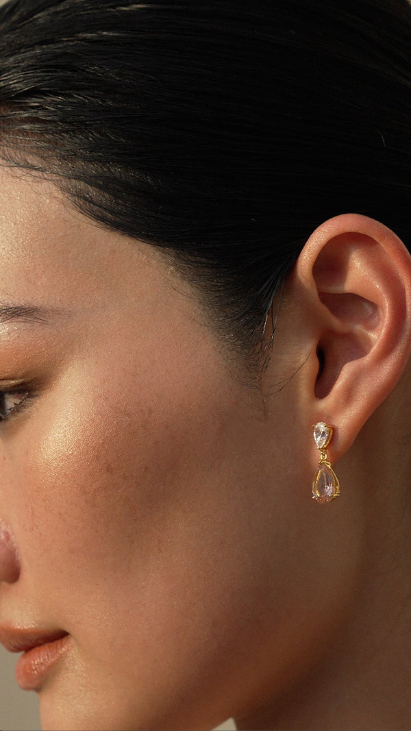 Arabella Morganite Earrings Gold Vermeil