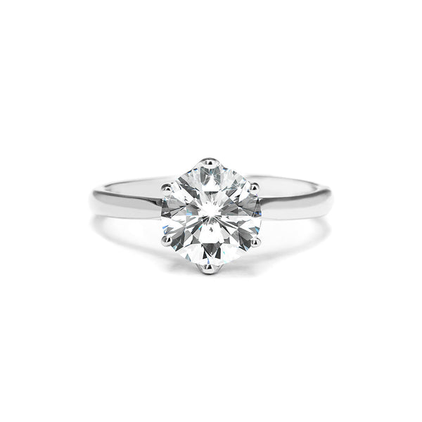 Augusta Ring 18K White Gold with 0.90 carat Round diamond Ideal cut E color VS2 clarity