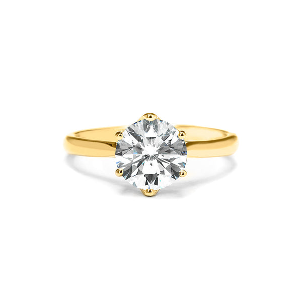 Augusta Ring 18K Yellow Gold with 2.00 carat Round diamond Excellent cut E color VS2 clarity