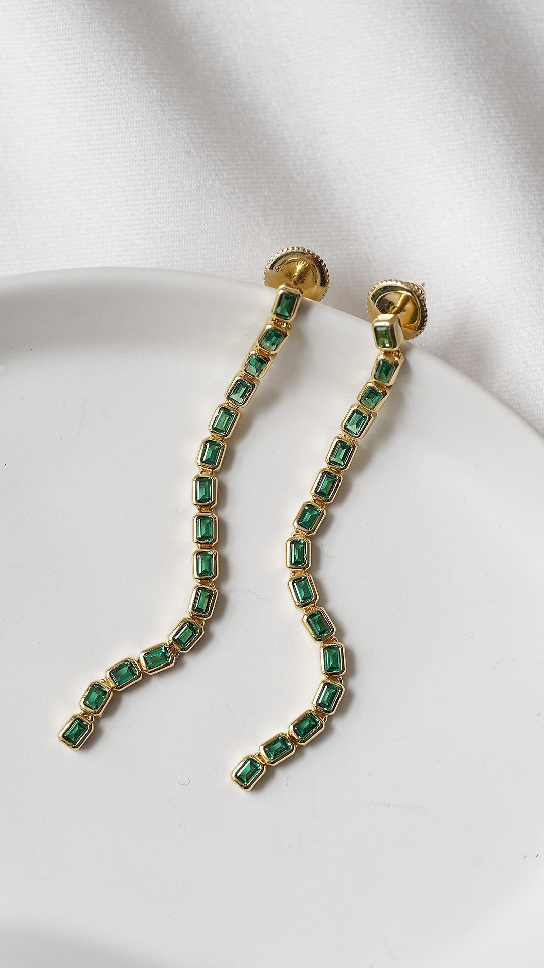 Baby Cassidy Emerald Green Earrings Gold Vermeil