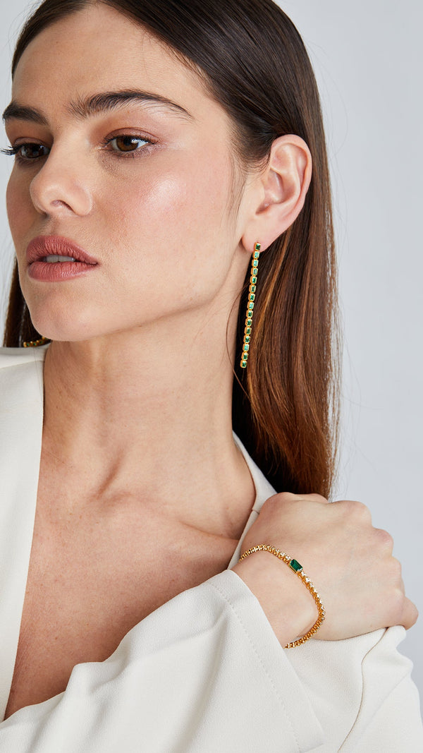 Quentin Emerald Green Bracelet Gold Vermeil