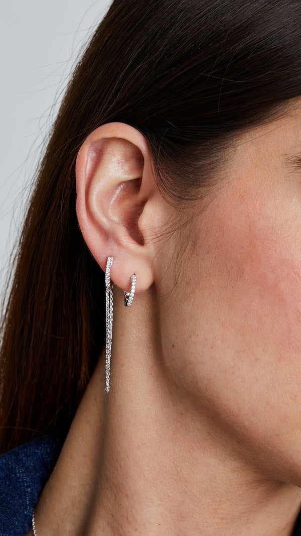 Baby Hoop Drop Earrings Sterling Silver