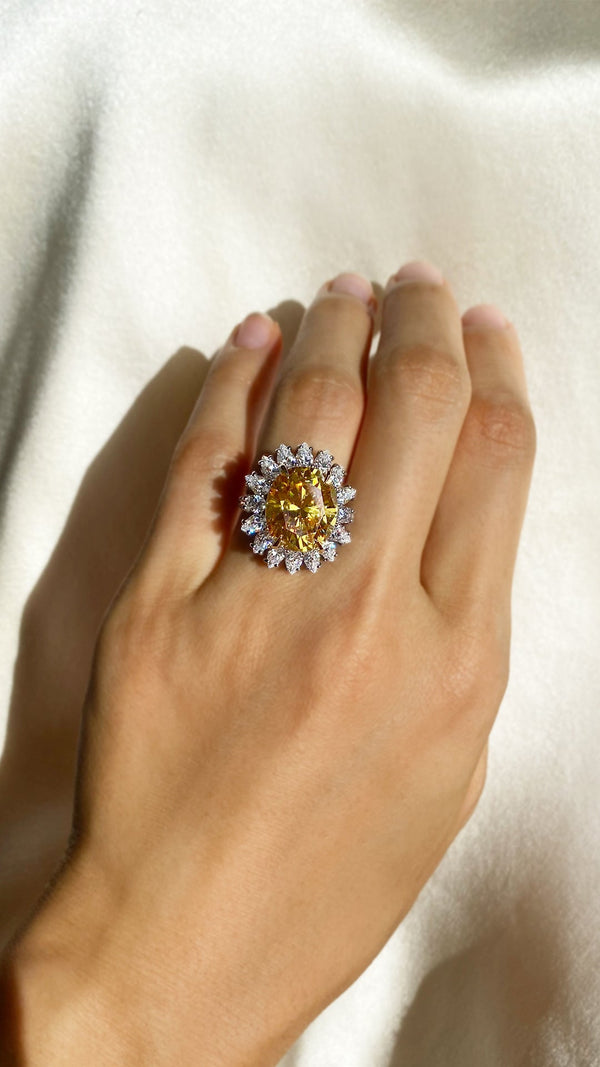Beryl Canary Ring Sterling Silver