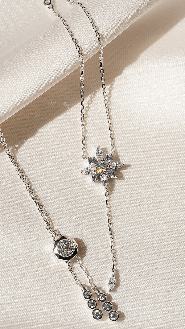 Camelia Drop Necklace Sterling Silver