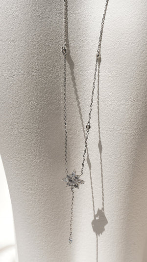 Camelia Drop Necklace Sterling Silver