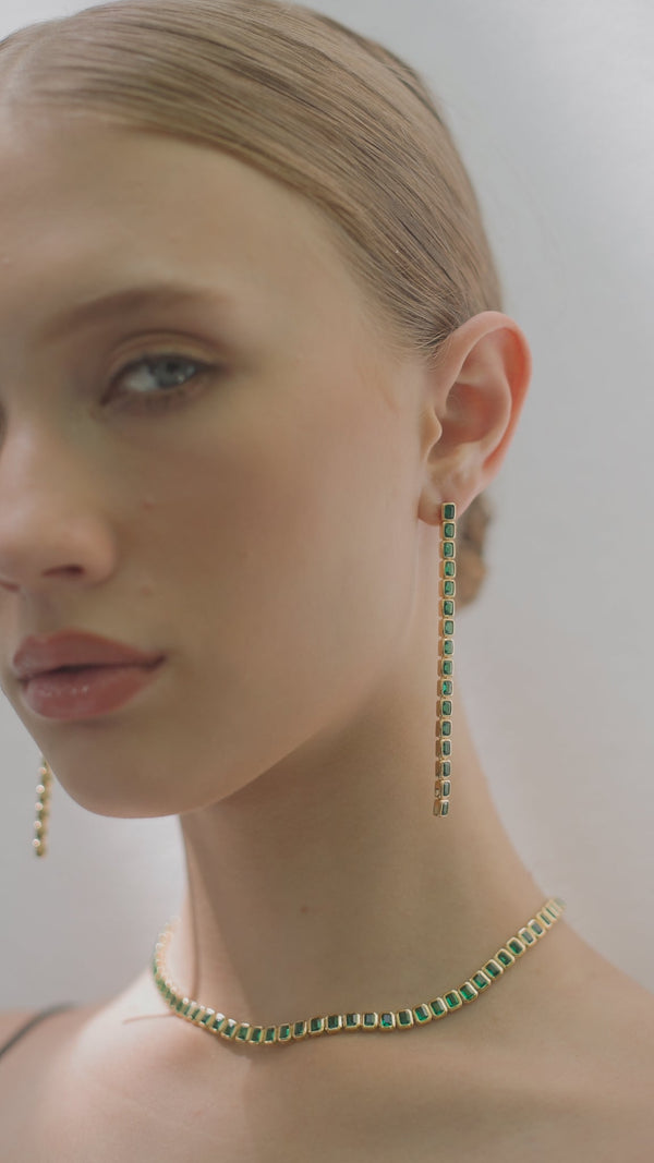 Cassidy Emerald Green Earrings Gold Vermeil