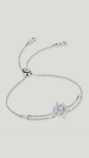 Camelia vintage inspired bracelet for wmoen in sterling silver with white gold plating.