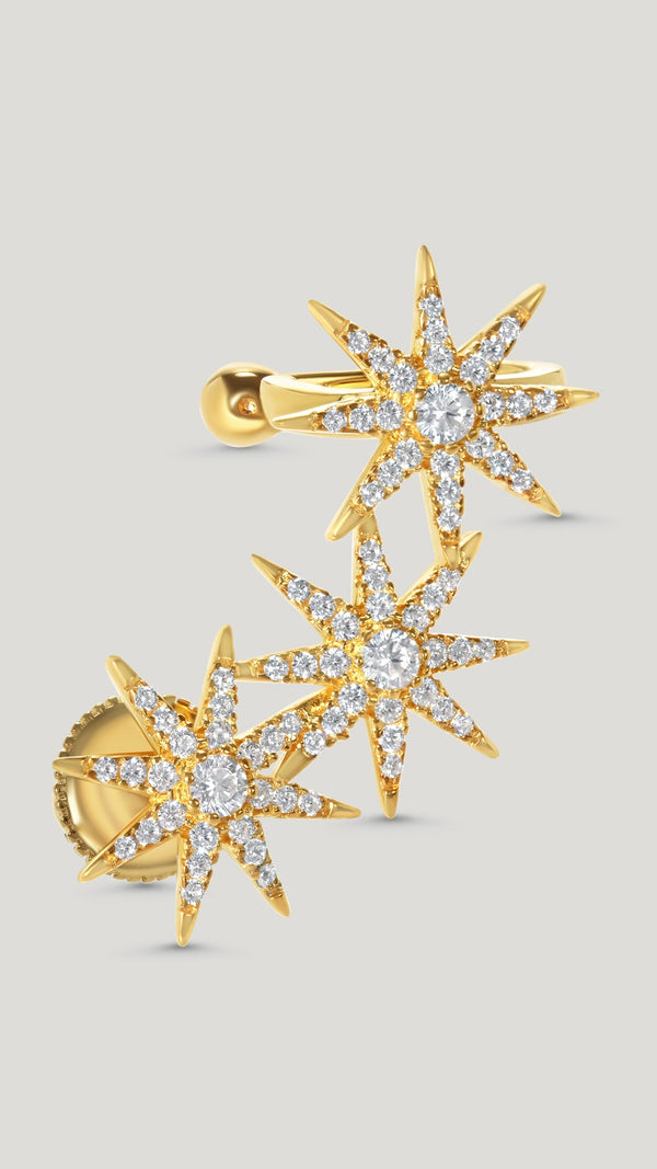 Indi yellow gold star ear cuff for women