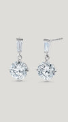 Drop earrings for women with step-cut baguettes and precision-cut round brilliant stones.