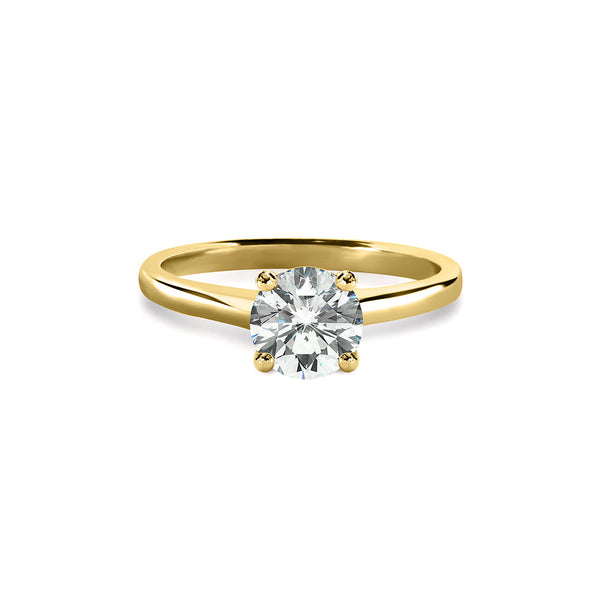 Caroline Ring 18K Yellow Gold with 2.00 carat Round diamond Excellent cut D color VS2 clarity