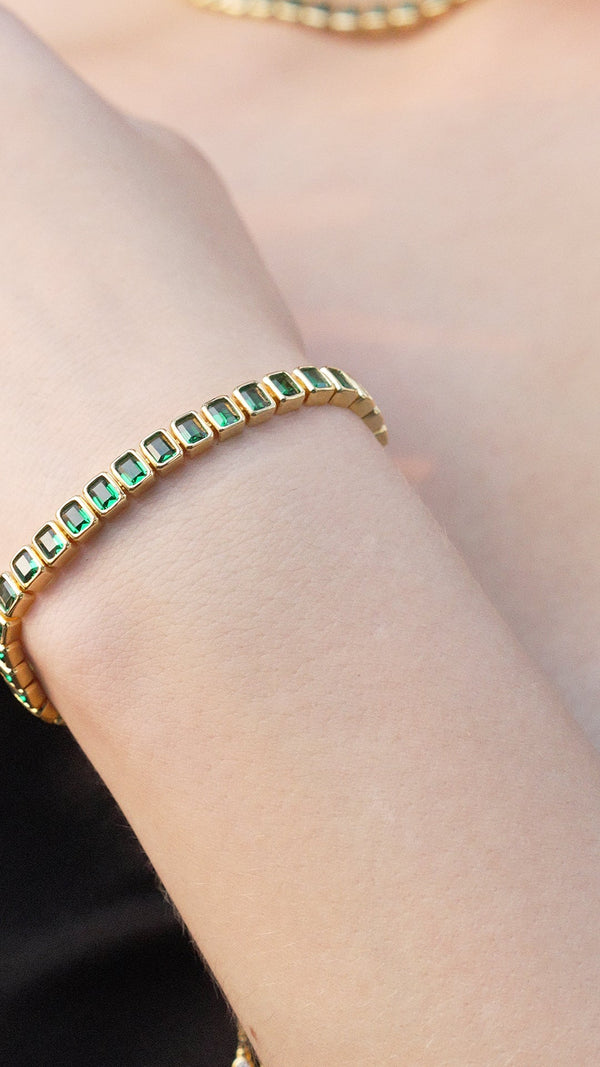 Cassidy Emerald Green Bracelet Gold Vermeil
