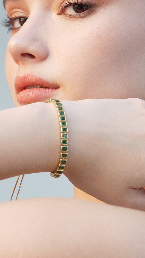 Cassidy Emerald Green Bracelet Gold Vermeil