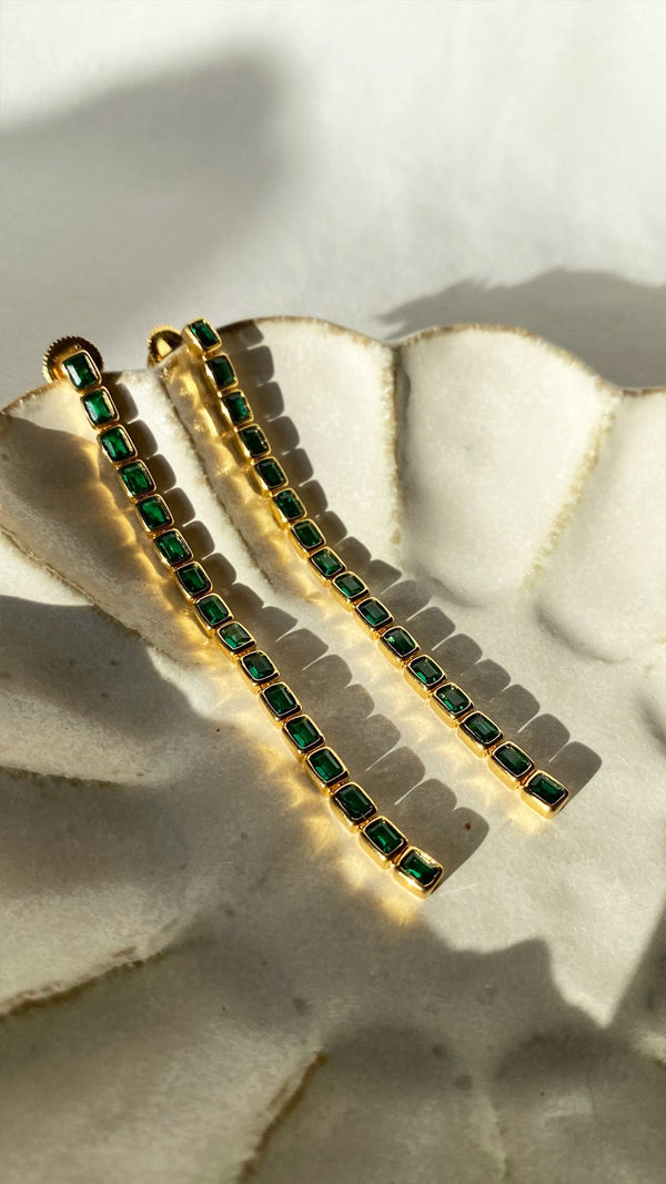Cassidy Emerald Green Earrings Gold Vermeil