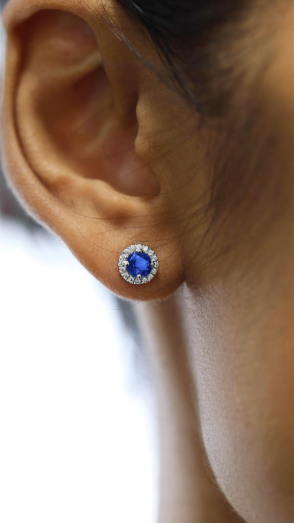 Cory Studs 1.00ct 18K White Gold Sapphire