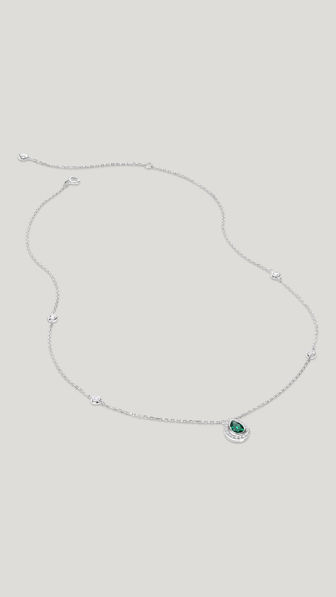 Emile Emerald Green Necklace Sterling Silver