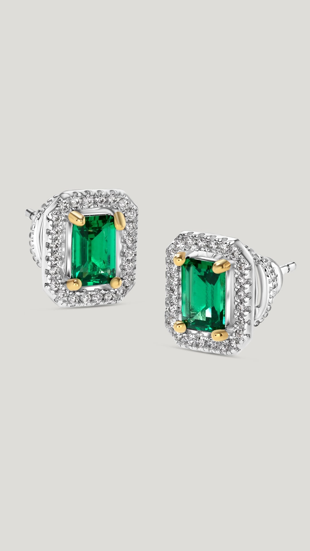 Eton Emerald Green Stud Earrings Sterling Silver