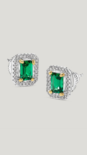 Eton Emerald Green Stud Earrings Sterling Silver