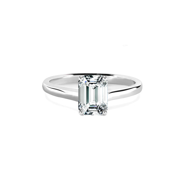 Evelyn Ring 18K White Gold with 3.00 carat Emerald diamond NA cut G color SI1 clarity