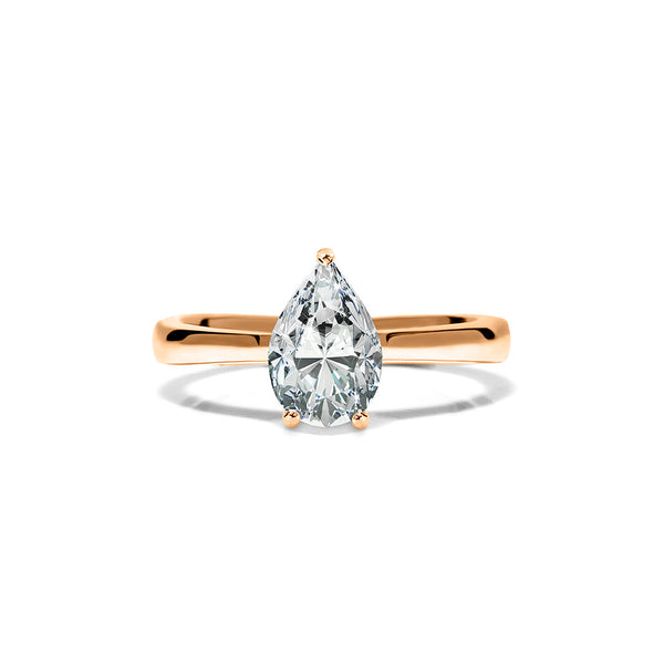 Florence Ring 18K Rose Gold with 0.40 carat Pear diamond Excellent cut F color VS1 clarity