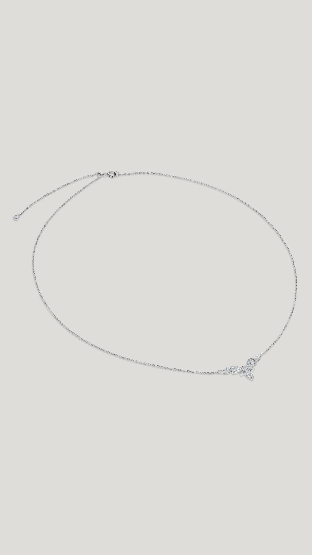Petal inspired lab grown diamond necklace for women in 9k solid white gold. 