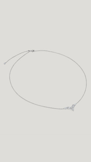 Petal inspired lab grown diamond necklace for women in 9k solid white gold. 