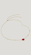 Lab-grown ruby on a gold station necklace for women from the sugardrop collection