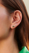 Gold vermeil on sterling silver ear climber for women with emerald stone 