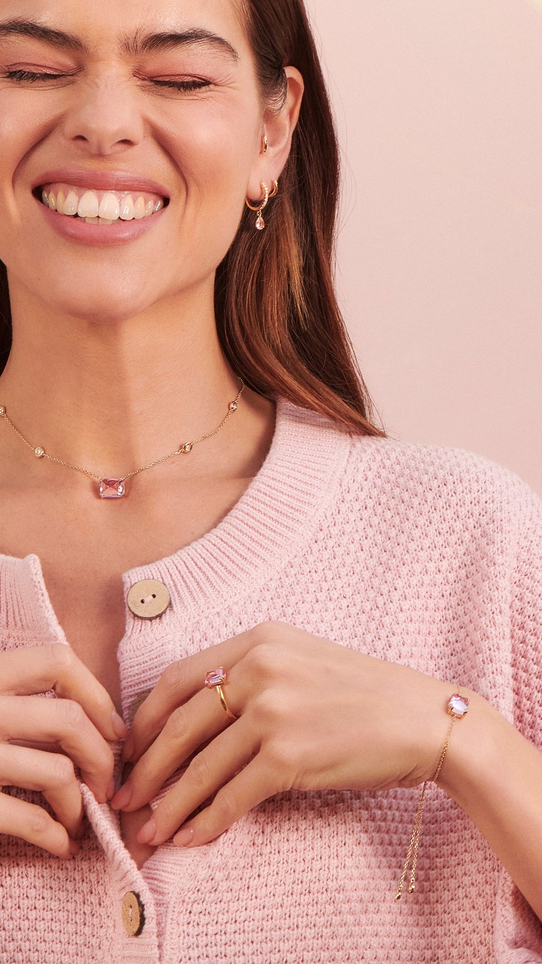 Recycled paparadascha sugarloaf stone jewellery from women from the sugardrop collection