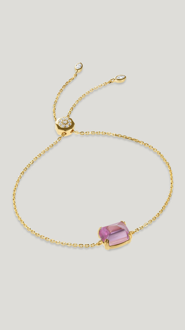 Gold vermeil  slider bracelet for women featuring a recycled stone in paparadascha from the sugardrop collection.