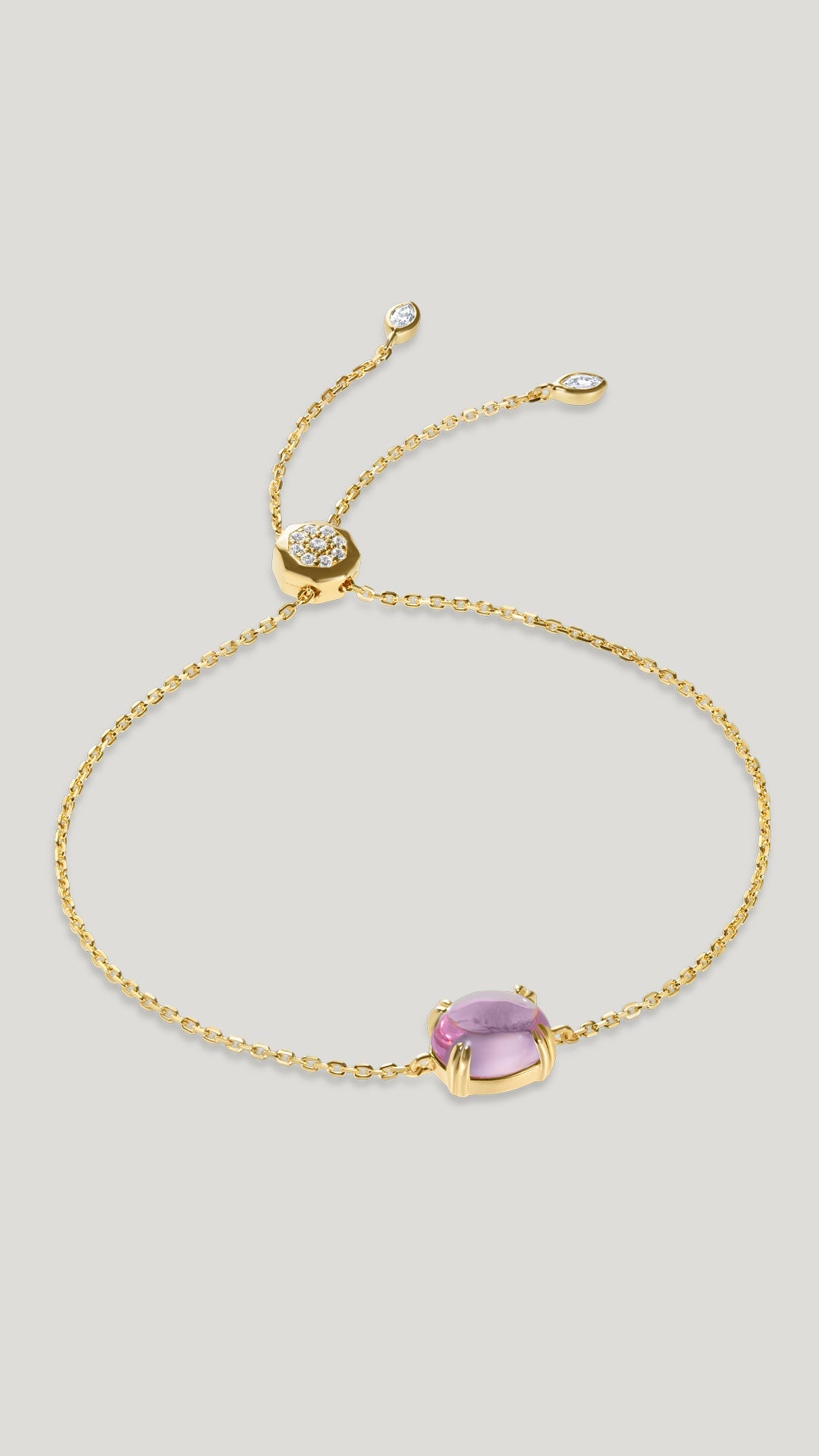 Gold vermeil on sterling silver slider bracelet for women with lab-grown paparadascha stone from the sugardrop collection