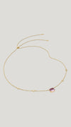 Gold vermeil on sterling silver station necklace featuring recycled paparadascha sugarloaf stone