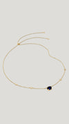 Gold vermeil station necklace for women with lab-grown sapphire cabochon stone from the sugardrop collection