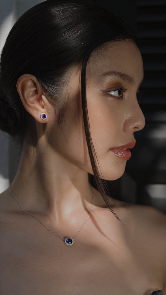 Gwen Sapphire Stud Earrings Sterling Silver