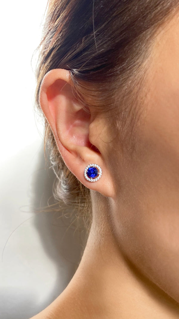 Gwen Sapphire Stud Earrings Sterling Silver