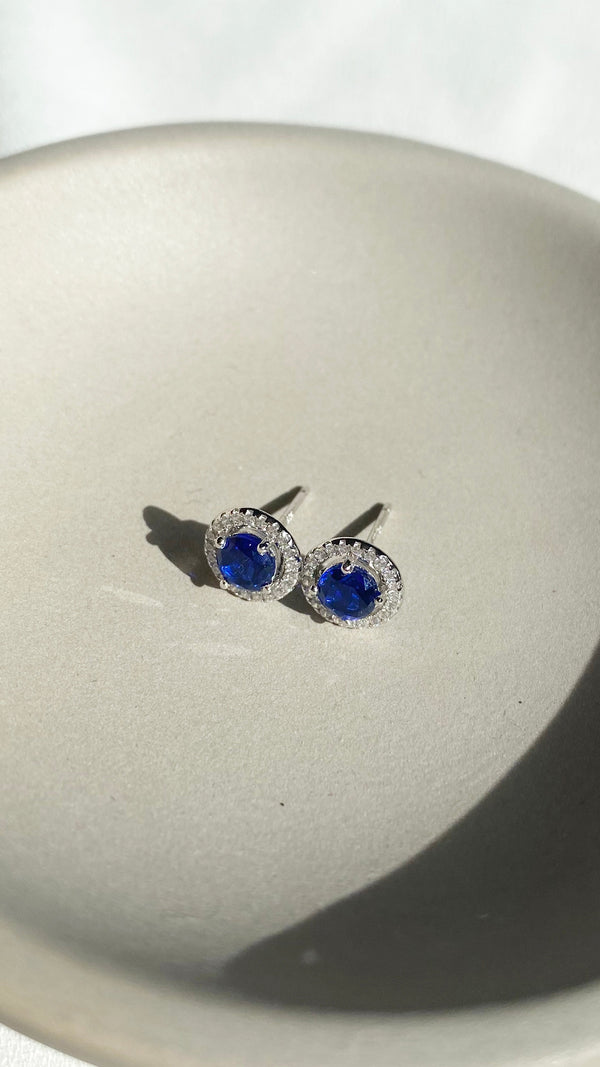 Gwen Sapphire Stud Earrings Sterling Silver
