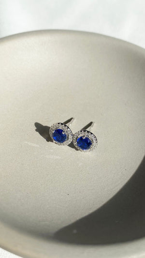 Gwen Sapphire Stud Earrings Sterling Silver