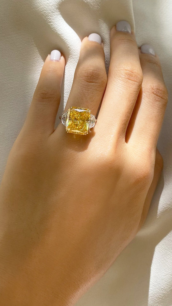 Harlow Yellow Ring 9K White Gold