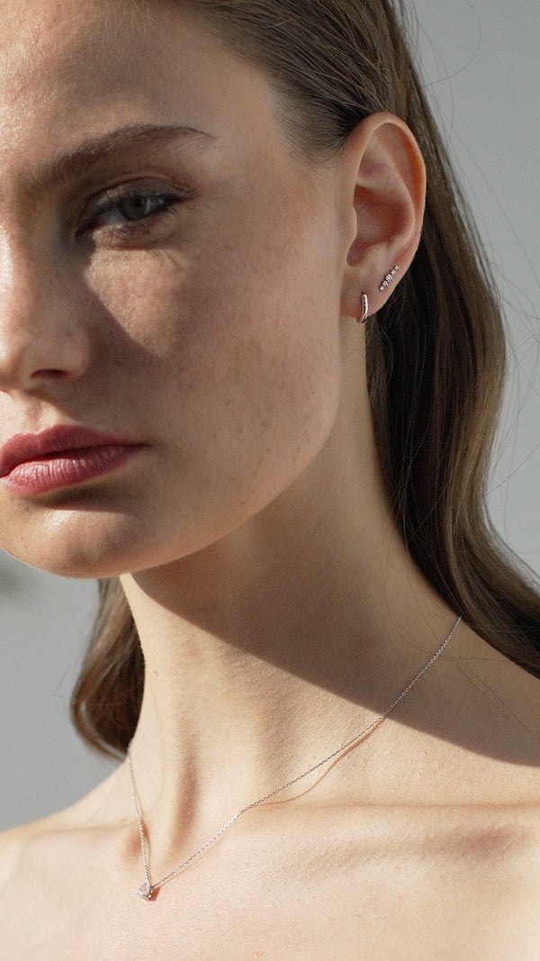 Haru Stud White Gold Plated