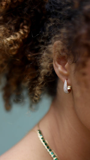 Hera Pavé Hoop Earrings Gold Vermeil