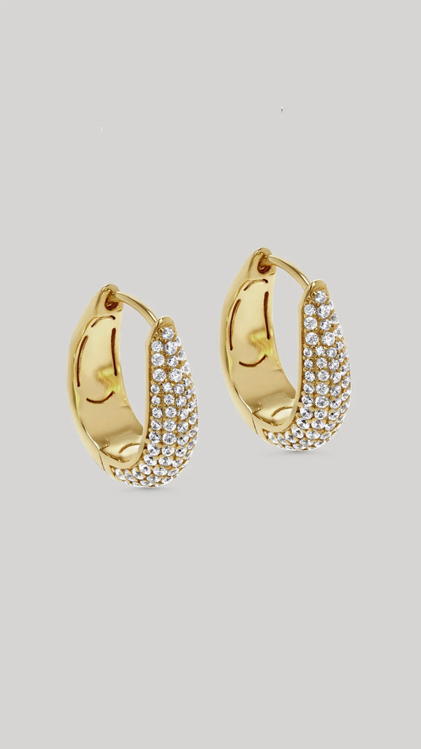 Hera Pavé Hoop Earrings Gold Vermeil