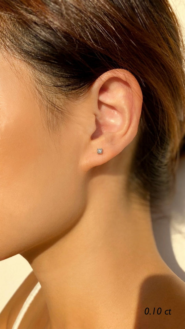 Irene Mini Single Stud Earrings 9K White Gold