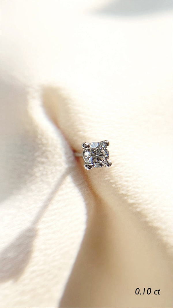 Irene Mini Single Stud Earrings 9K White Gold