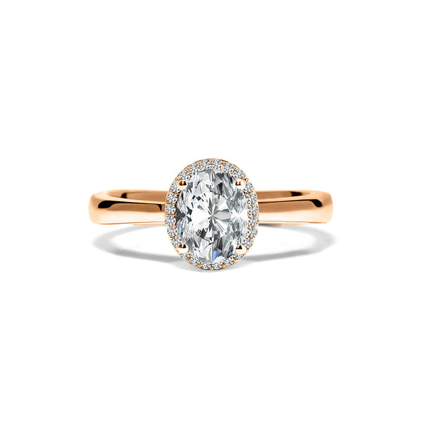 Izzy Ring 18K Rose Gold with 3.26 carat Oval diamond Excellent cut E color VS1 clarity