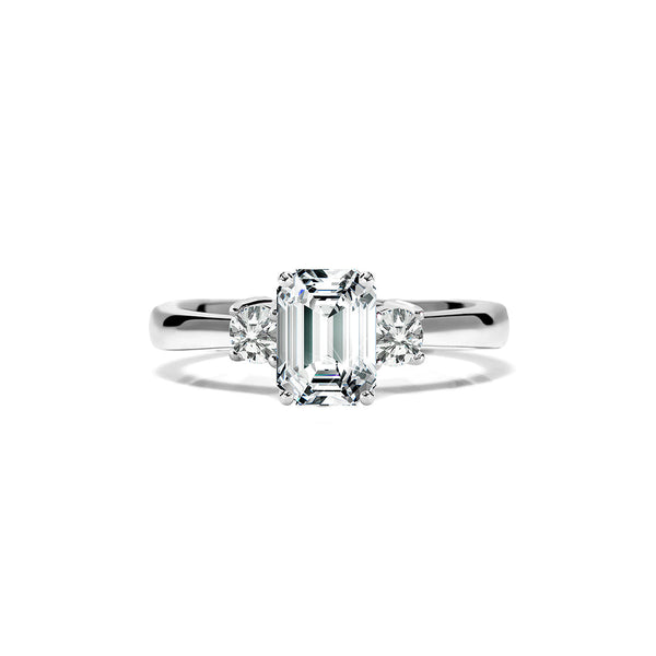 Juliet Ring 18K White Gold with 1.57 carat Emerald diamond Excellent cut F color VS1 clarity