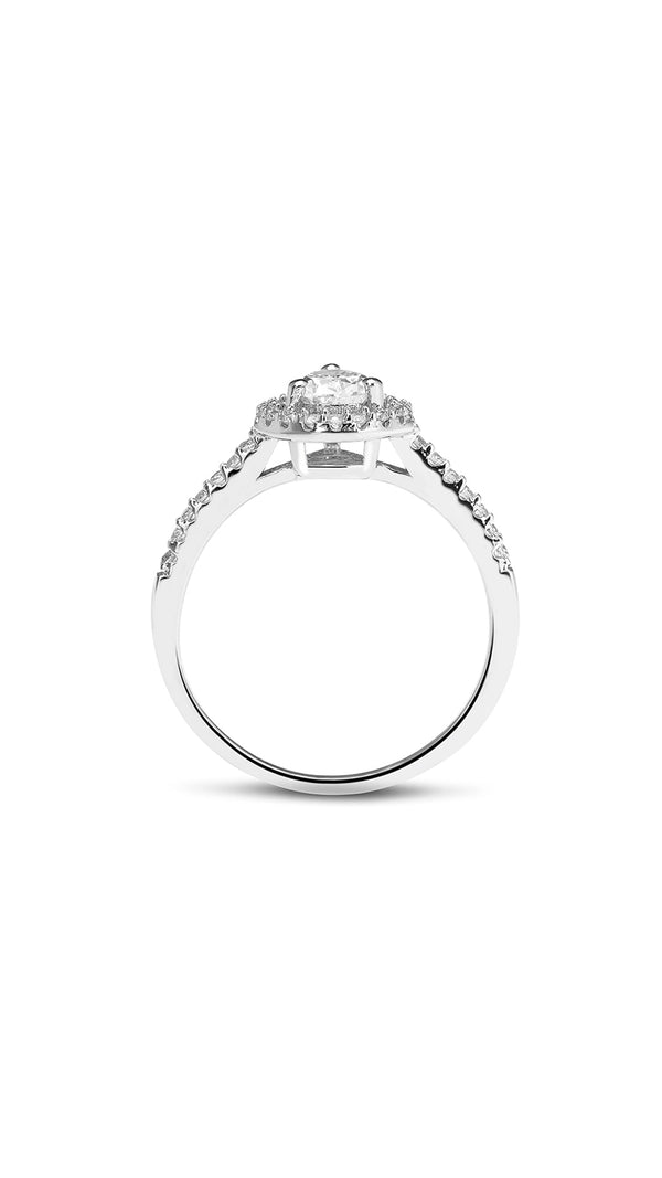 Kristen Ring 18K White Gold with 0.94 carat Pear diamond Excellent cut H color VS1 clarity