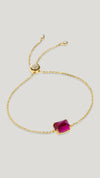 Gold vermeil slider bracelet with lab-grown sugarloaf stone. Sterling silver gold plated bracelet for women from the sugardrop collection.